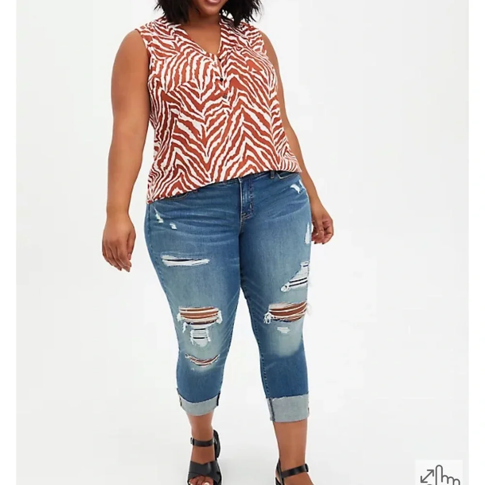 Harper Brown Zebra Textured Stretch Rayon Tank - Picture 3 of 6